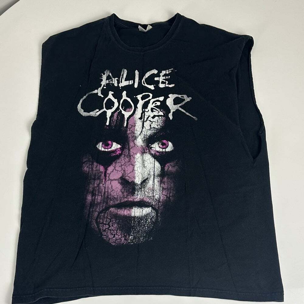 Alice Cooper Sleeveless Shirt - Y2K Rock Concert Graphic Tee - Size XL
